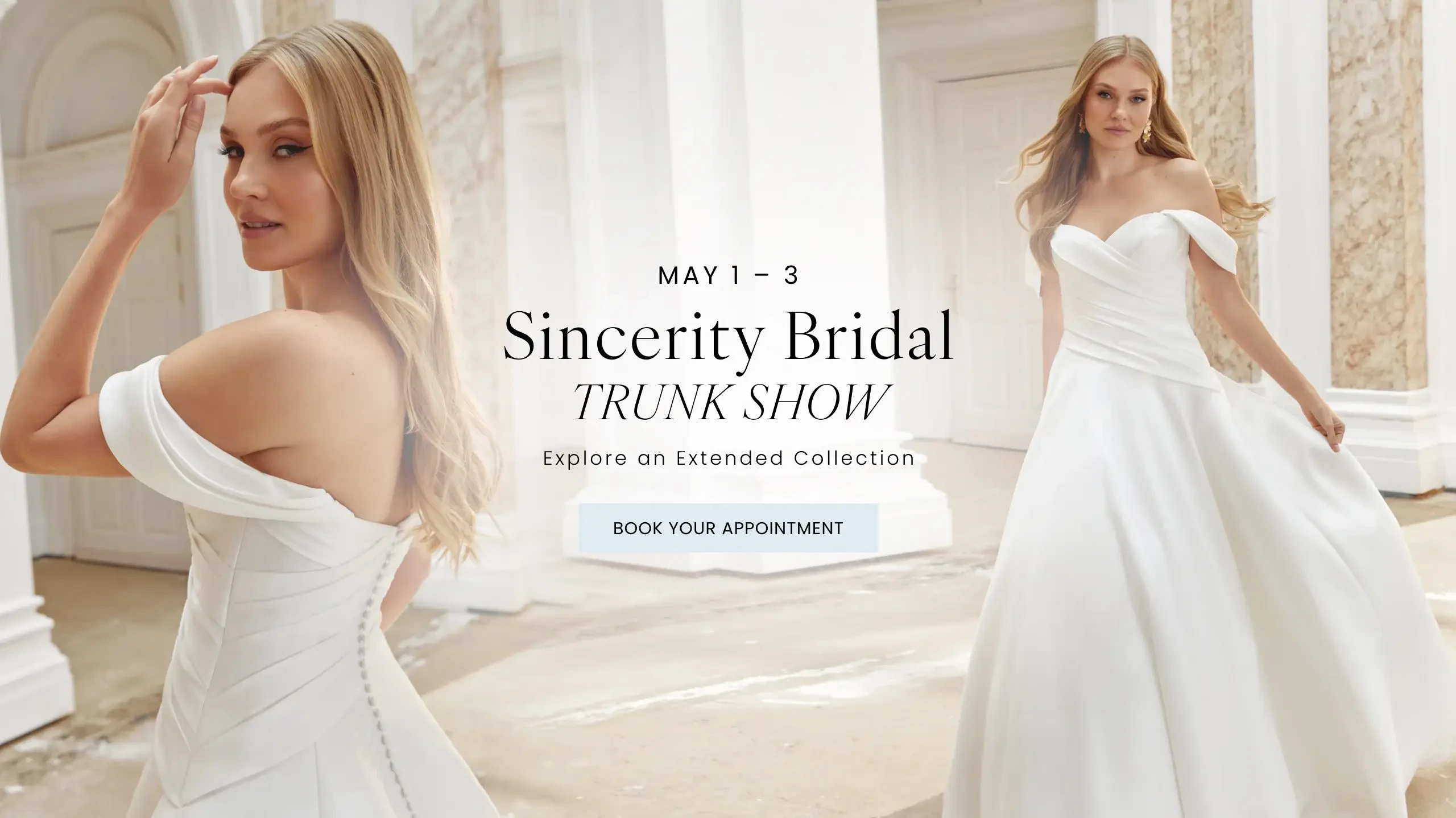 Sincerity Bridal Trunk Show Desktop Banner