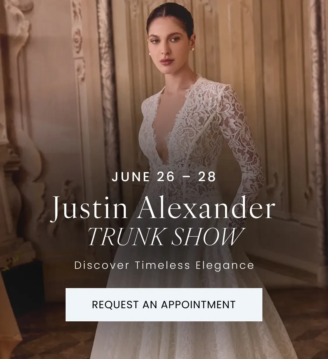 Justin Alexander Trunk Show Mobile Banner