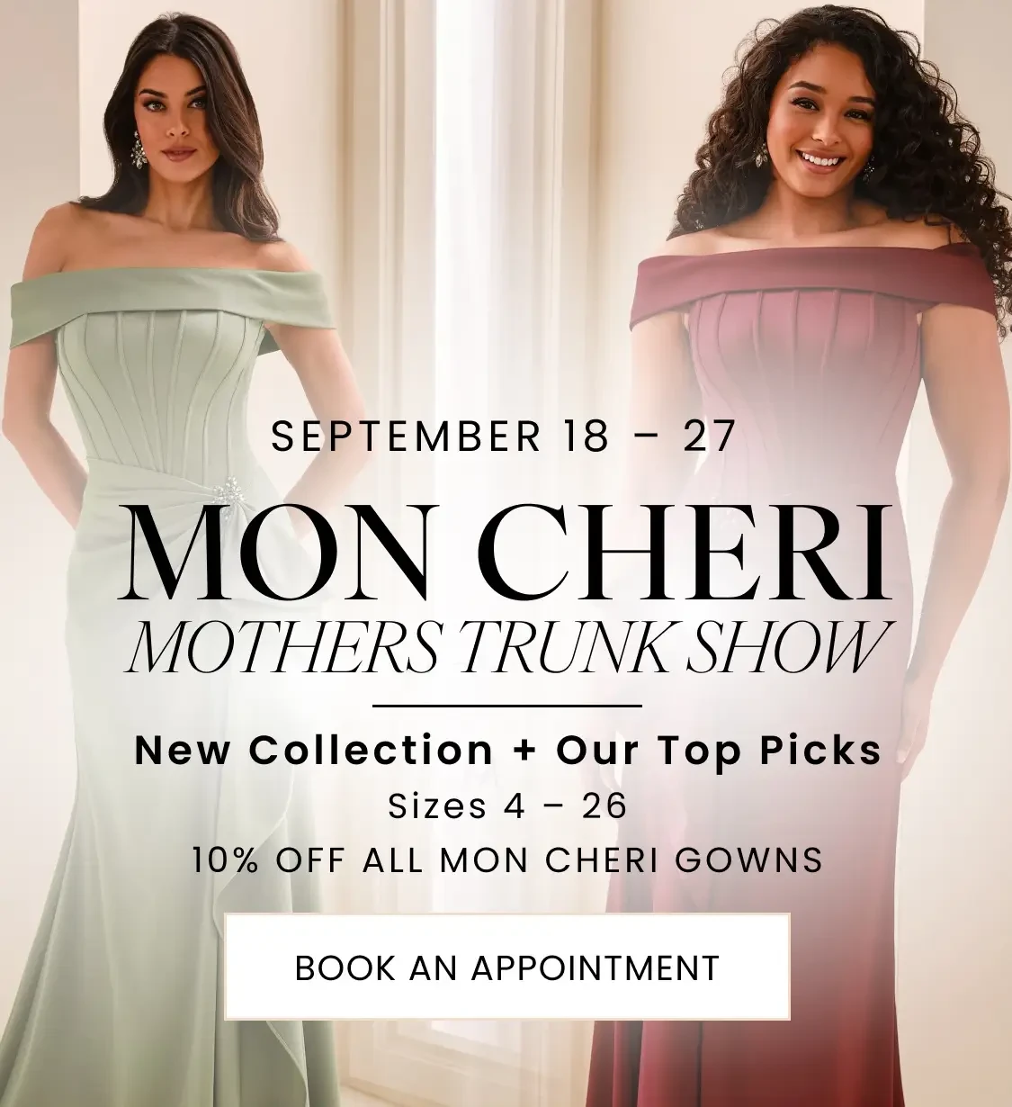 Mon Cheri Mothers Trunk Show Mobile Banner